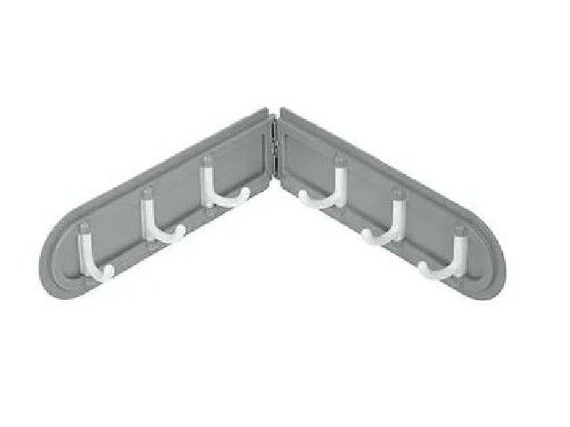 Держатель складной подвесной на клеевой основе, пластик, 6 крючков, 36,5*6 см, серый MARMITON / 180/